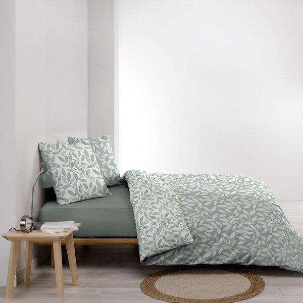Bijela/zelena posteljina za bračni krevet/za produženi krevet od mikrovlakana 240x220 cm Sequoia – douceur d'intérieur