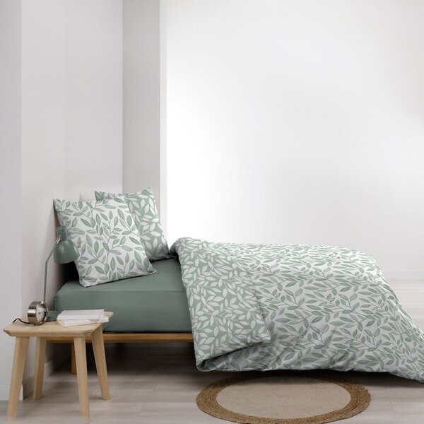 Bijela/zelena posteljina za bračni krevet/za produženi krevet od mikrovlakana 240x220 cm Sequoia – douceur d'intérieur