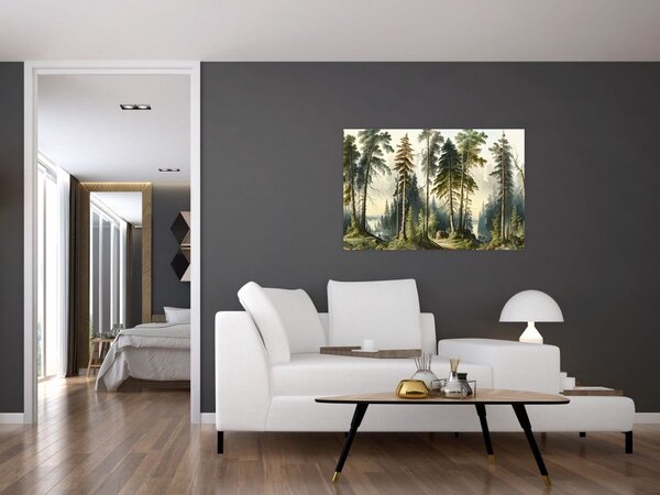 Slika - Vintage pejzaž šuma (90x60 cm)