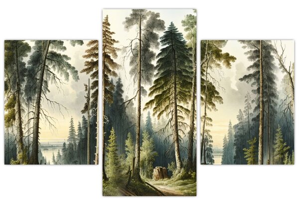 Slika - Vintage pejzaž šuma (90x60 cm)