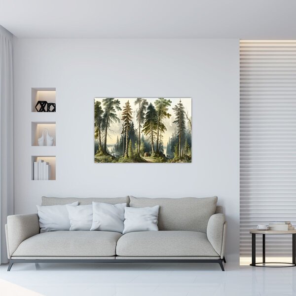 Slika - Vintage pejzaž šuma (90x60 cm)