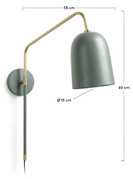 Zelena zidna lampa ø 15 cm Audrie – Kave Home
