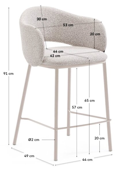 Barska stolica boje slonovače (visine sjedala 65 cm) Maina – Kave Home