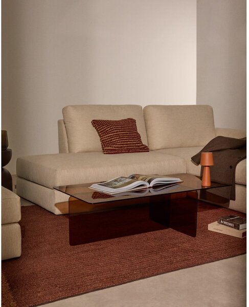 Smeđi stakleni stolić za kavu 60x120 cm Zaren – Kave Home