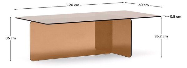 Smeđi stakleni stolić za kavu 60x120 cm Zaren – Kave Home