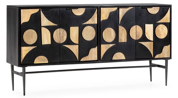 Crna komoda od masivnog manga 175x90x40 cm Navya – MOME