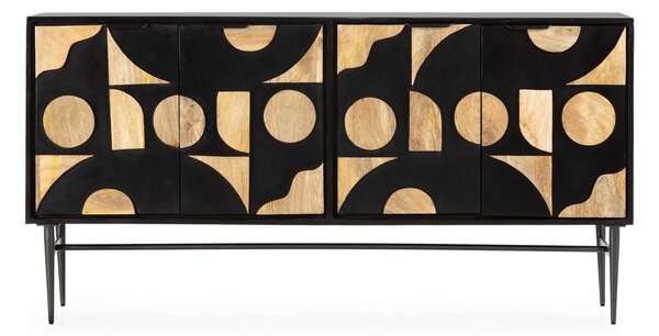 Crna komoda od masivnog manga 175x90x40 cm Navya – MOME