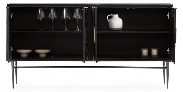 Crna komoda od masivnog manga 175x90x40 cm Navya – MOME