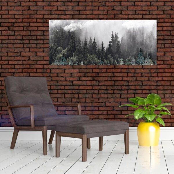 Slika - Šuma s ilustriranim elementima (120x50 cm)