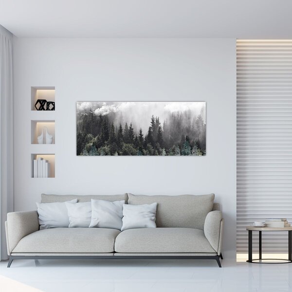 Slika - Šuma s ilustriranim elementima (120x50 cm)