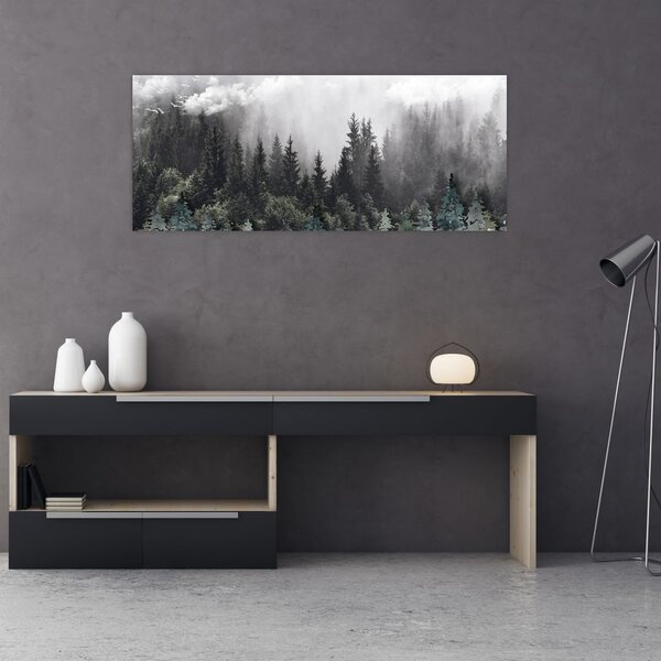 Slika - Šuma s ilustriranim elementima (120x50 cm)