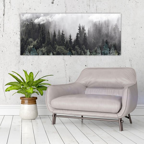 Slika - Šuma s ilustriranim elementima (120x50 cm)