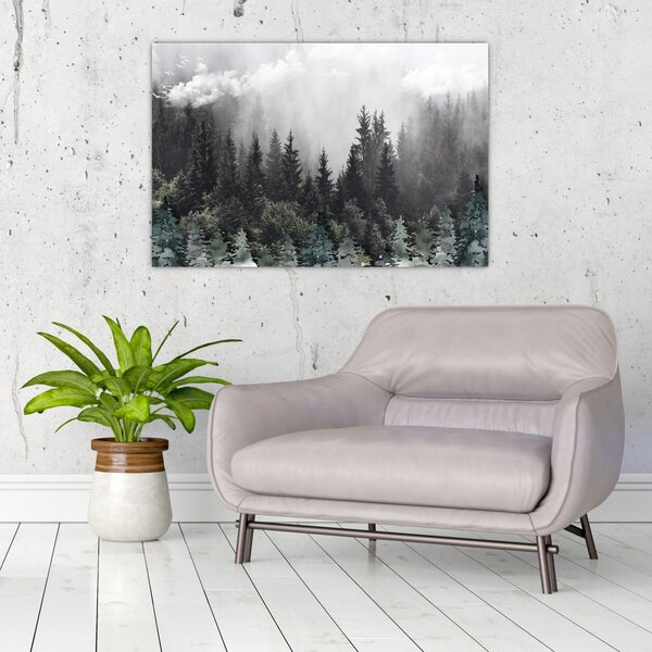 Slika - Šuma s ilustriranim elementima (90x60 cm)