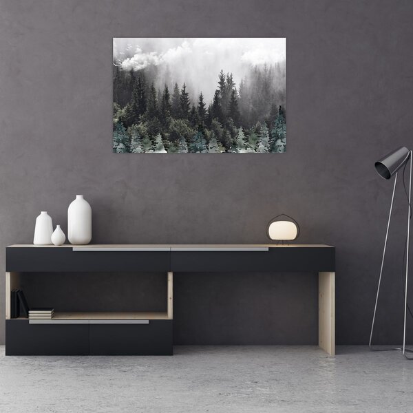 Slika - Šuma s ilustriranim elementima (90x60 cm)