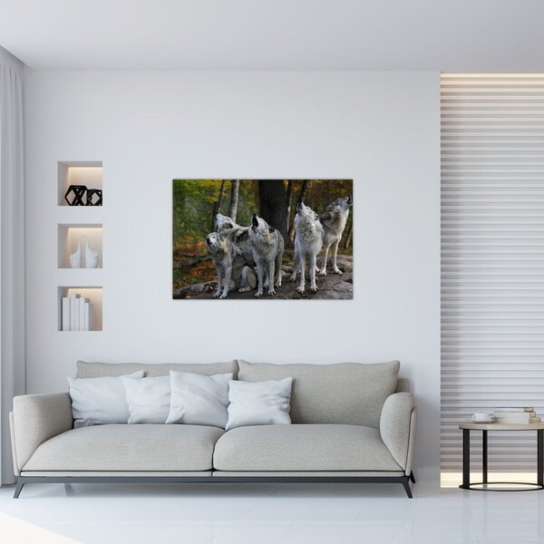 Slika - Vukovi na stijeni (90x60 cm)