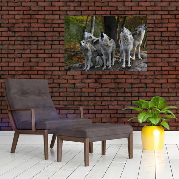Slika - Vukovi na stijeni (90x60 cm)
