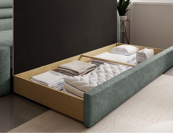 Zelena sklopiva/s prostorom za odlaganje sofa od šenila s desnim kutom 223 cm Fabillo – ELTAP
