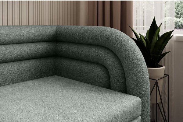 Zelena sklopiva/s prostorom za odlaganje sofa od šenila s desnim kutom 223 cm Fabillo – ELTAP