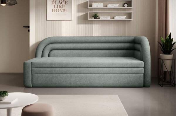 Zelena sklopiva/s prostorom za odlaganje sofa od šenila s desnim kutom 223 cm Fabillo – ELTAP