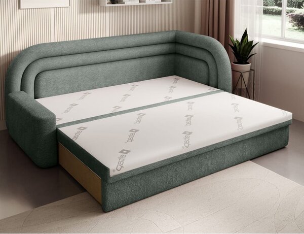 Zelena sklopiva/s prostorom za odlaganje sofa od šenila s desnim kutom 223 cm Fabillo – ELTAP
