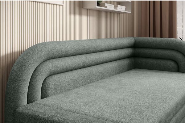 Zelena sklopiva/s prostorom za odlaganje sofa od šenila s desnim kutom 223 cm Fabillo – ELTAP