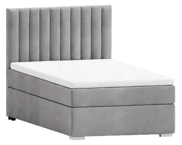 Svijetlo sivi tapecirani krevet s prostorom za pohranu s podnicom 100x200 cm Bunny – Ropez