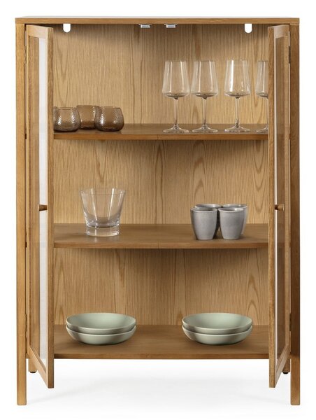 Vitrina u dekoru hrasta u prirodnoj boji 90x126x40 cm Ceci – MOME