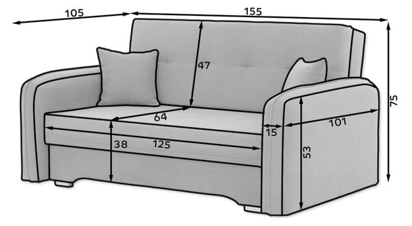 Svijetlo siva sklopiva/s prostorom za odlaganje sofa od šenila 155 cm Laine – ELTAP
