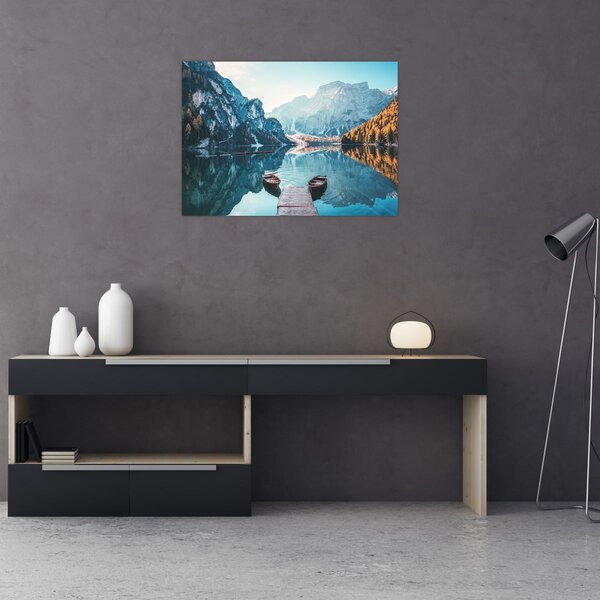 Slika - Čamci na jezeru Braies (70x50 cm)