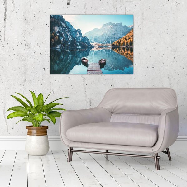 Slika - Čamci na jezeru Braies (70x50 cm)
