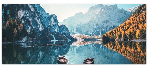 Slika - Čamci na jezeru Braies (120x50 cm)