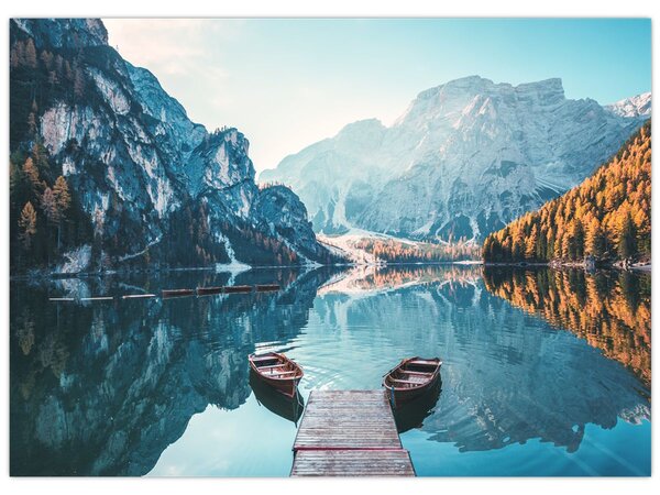 Slika - Čamci na jezeru Braies (70x50 cm)