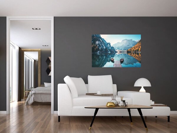 Slika - Čamci na jezeru Braies (90x60 cm)