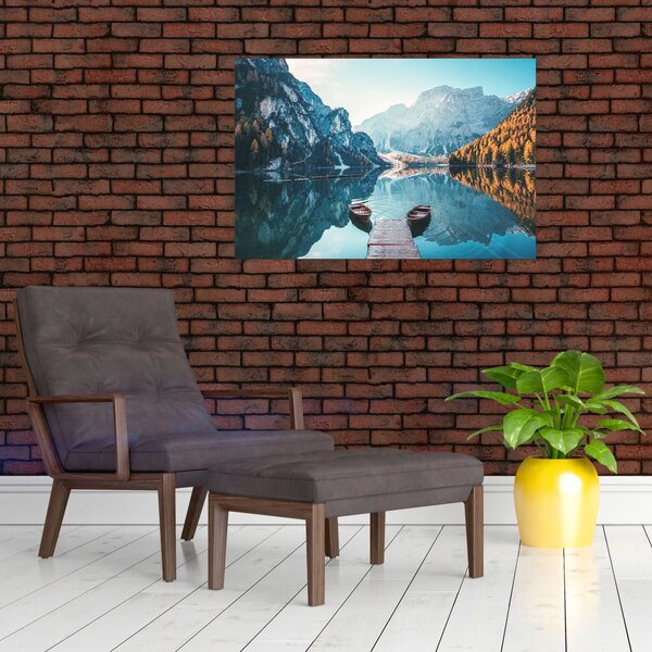 Slika - Čamci na jezeru Braies (90x60 cm)