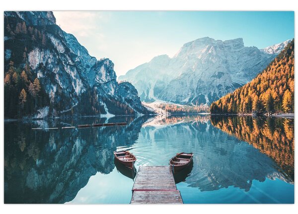 Slika - Čamci na jezeru Braies (90x60 cm)