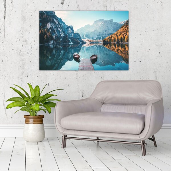 Slika - Čamci na jezeru Braies (90x60 cm)