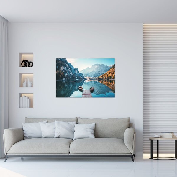 Slika - Čamci na jezeru Braies (90x60 cm)