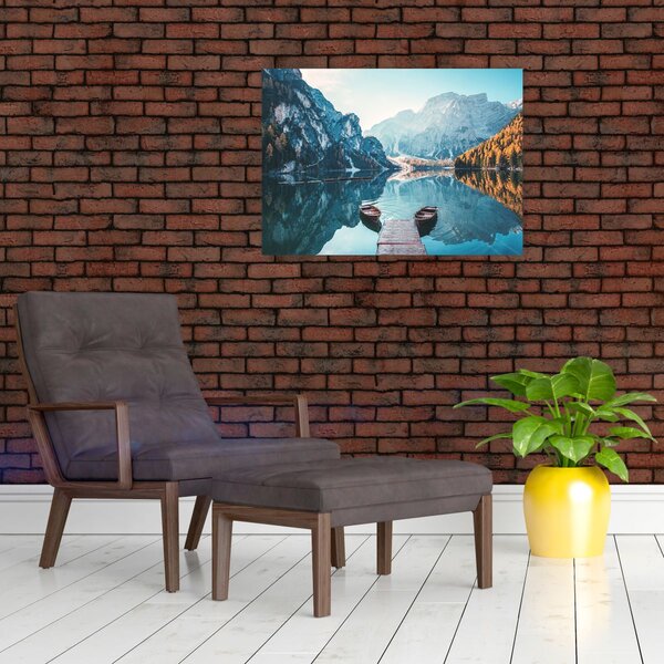 Slika - Čamci na jezeru Braies (70x50 cm)