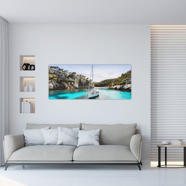 Slika - Plaža sa jedrilicom (120x50 cm)