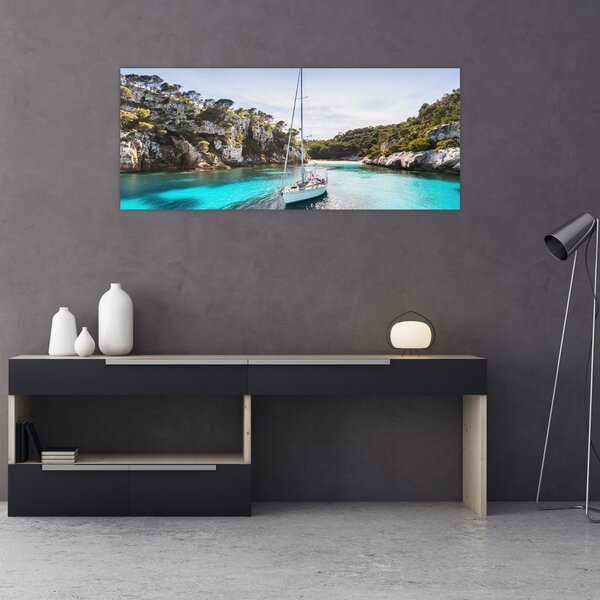 Slika - Plaža sa jedrilicom (120x50 cm)