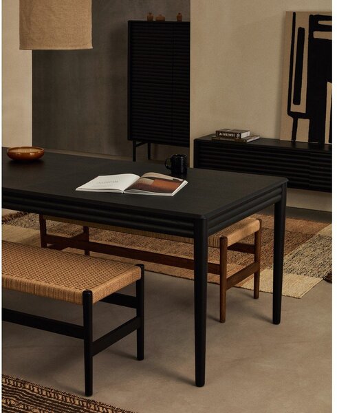 Crna TV komoda u dekoru hrasta 200x57x35 cm Lenon – Kave Home