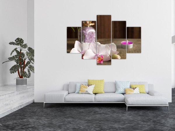 Slika - Svijeća i orhideje (150x105 cm)