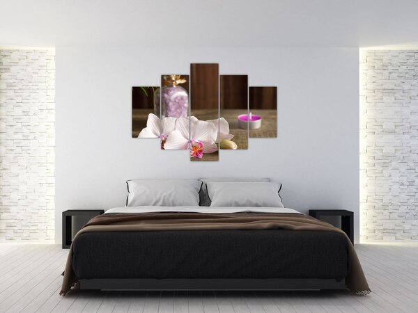 Slika - Svijeća i orhideje (150x105 cm)