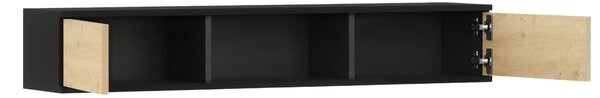 Zidna polica s ormarićima LANZZI 120 cm, crna/hrast