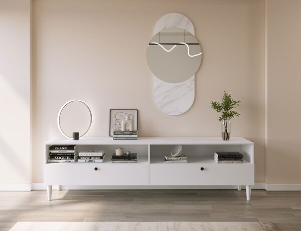 TV ormarić s policom i ormarima DULLUM 200x58cm, bijeli