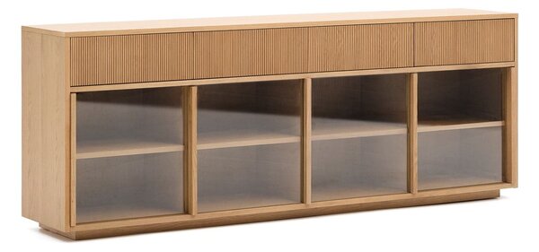 Vitrina u dekoru hrasta s kliznim vratima u prirodnoj boji 200x80x40 cm Helvine – Kave Home