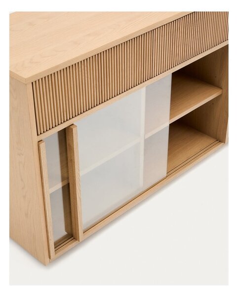 Vitrina u dekoru hrasta s kliznim vratima u prirodnoj boji 200x80x40 cm Helvine – Kave Home