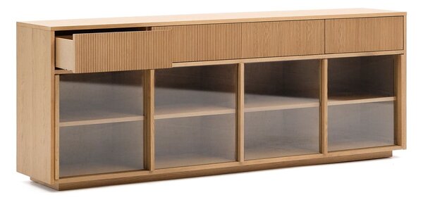 Vitrina u dekoru hrasta s kliznim vratima u prirodnoj boji 200x80x40 cm Helvine – Kave Home