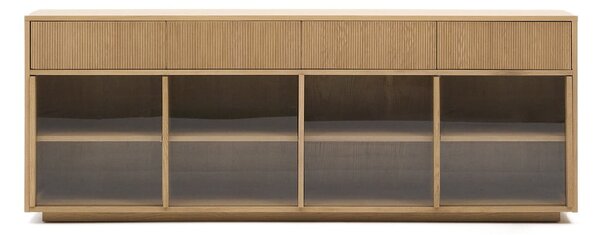 Vitrina u dekoru hrasta s kliznim vratima u prirodnoj boji 200x80x40 cm Helvine – Kave Home