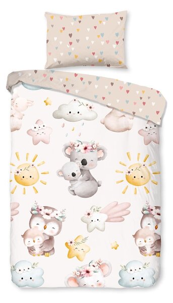 Smeđa/bež pamučna dječja posteljina za dječji krevetić 100x135 cm Hugs – Good Morning